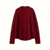 Blusa de Tricô Assimétrica Fina Curta Solta de Lã Ultra Fina Cardigã de Caxemira Jaqueta Suéter Feminina
