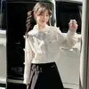 Conjunto de Camisa para Niña Atuendo de Otoño 2026 Nuevo Estilo Moda Primavera y Otoño Infantil Camisa Blanca con Moño Falda Plisada Conjunto de Dos Piezas