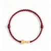 Pulseira Shuibei de Ouro Puro 999 com Fio Vermelho para Homens e Mulheres, Amuleto para Boa Sorte no Ano do Zodíaco, Presente de Dia dos Namorados