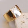 Anillo de Moda Retro Transfronterizo Europeo y Americano Estilo Palacio 14 mm Acero Inoxidable Cepillado Anillo Incrustado de Cristal Anillo para Mujer Venta al por Mayor