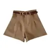 Shorts Casuales Estilo Hong Kong para Mujer, Pantalones de Pierna Ancha Línea A de Cintura Alta de Primavera, Modelo Nuevo Simple 2026 Versión Coreana Retro