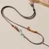 Cordón para colgante tejido a mano con colgantes de oro y jade, estilo elegante y artístico, adecuado tanto para hombres como para mujeres, cordón para el cuello ajustable, disponible al por mayor