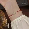 Riqueza a través de CírculosPulsera de Hilo Rojo del Año Zodiacal de Plata de Ley S925 para Mujer, Pulsera de la Fortuna de Moneda de Cobre Estilo Chino, Ajustable