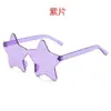 Nuevas gafas de sol sin montura de color caramelo personalizadas con forma de estrella para fiesta fiesta fiesta divertidas de cinco puntas de una sola pieza