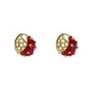 Pendientes Vintage Estilo Francés con Pedrería Roja Huecos en Forma de Lágrima Diseño de Nicho Único de Moda Pendientes Exquisitos Versátiles para Mujer