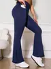 Pantalones deportivos transfronterizos de pierna ancha con bolsillo de costura, pantalones casuales, parte inferior ajustada, cintura alta, pantalones para mujer