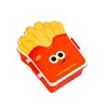 Lonchera de dibujos animados para estudiantes, caja de almacenamiento de alimentos con compartimentos, linda lonchera con forma de hamburguesa, papas fritas y palomitas de maíz con utensilios