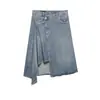Ropa de Mujer Transfronteriza Estilo Europeo y Americano Aliexpress Ins Popular Venta Rápida Moda Retro Falda de Mezclilla Asimétrica