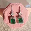 Pendientes de Tesoro Color Esmeralda Europeos y Americanos Pendientes Vintage Pendientes Joyería Temperamento Versátil Gancho de Oreja de Gama Alta Femenino e2332