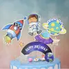Decoración de Pastel de Horneado Enchufe de Astronauta Universo Planeta Cohete Decoración Enchufe Temática Interestelar Cumpleaños