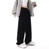 Jeans Preto de Barra Reta Estilo Americano Feminino Primavera e Outono 2024 Novo High Street Solto Calça Mop Calça de Barra Larga