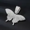 Ventas Directas del Fabricante de Suministros de Amazon Colgante de Mariposa Grande con Hebilla Completa de Diamante de Aleación con Cadena Cubana Collar Chapado en Oro Joyería