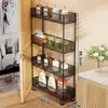 Estante de almacenamiento para huecos de baño, gabinete de almacenamiento ultraestrecho para huecos detrás de la puerta, montado en la pared del baño, carrito pequeño extremadamente estrecho de 10 cm