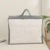 Bolsa con cremallera no tejida acolchada PVC transparente tridimensional comercio exterior transfronterizo textiles para el hogar ropa de cama bolsa de almacenamiento portátil hecha a medida