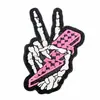 Patch de Bordado Punk Caveira Mão Raio Cruzada Patch Bordado Gesto V Acessórios para Roupas Patch Termocolante