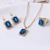 Comercio exterior transfronterizo popular juego de anillos collares pendientes de piedras preciosas de colores europeo y americano conjunto de tres piezas joyería para mujer al por mayor
