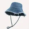 En stock Algodón Puro Lavado Sombrero de Pescador con Volantes Hyun-a Sombrero de Cubo para Mujer para Compras y Viajes Sombrero de Sol Personalizado de Moda