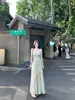 Vestido Largo de Verano para Mujer con Nuevo Diseño Jacquard Súper Elegante, Estilo Resort Francés, Ceñido a la Cintura, Adelgazante, Elegante, Acampanado, sin Tirantes