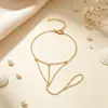 Pulseira Corrente Dourada Fina Europeia e Americana Cruzada Conectada Dedo Mão Pulseira Simples Personalidade Corrente Dorso da Mão Mulher Corrente Multicamadas Pulseira Versátil