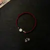 Nuevo brazalete de cuerda trenzada roja y plata estilo chino, moderno, exquisito, de alta gama, creativo, versátil para el uso diario