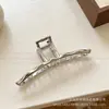 Pinza para el Cabello Grande de Metal Plateado para Cabello Grueso, Pinza de Garra Geométrica para el Cabello, Accesorio para el Cabello, Pinza de Tiburón Estilo Coreano