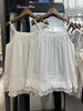 Camisola casual de color liso con bordado dulce estilo japonés y encaje para mujer, chaleco interior suelto dulce y fresco en capas