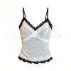 Camisola Original 3002/M051 de Encaje con Puntos, Agradable a la Piel, Cepillado, Sin Costuras, Copas Fijas, Espalda Bonita
