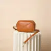 Bolso de Mujer de Cuero Genuino, Neceser Retro, Nuevo Bolso Cruzado de Hombro para Viajes Diarios, Bolso Cuadrado Pequeño Acolchado de Piel de Vaca Curtida al Vegetal con Pasta de Árbol Completo