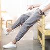 Pantalones casuales de algodón y lino de venta caliente para el verano 2024 para hombre, pantalones cropped de estilo chino, pantalones ajustados, pantalones deportivos de corte slim