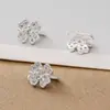Plata de ley s925 microincrustada con circonita trébol de cuatro hojas cuenta espaciadora eslabón de pulsera de doble asa accesorio para pulsera de cuentas DIY de doble asa