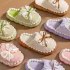 Pantuflas de Algodón con Lazo Dulce para Mujer para Otoño e Invierno para Uso Doméstico en Interiores, Dormitorio, Más Felpa, Suela Gruesa, Cálidas, Pantuflas de Confinamiento