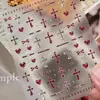 Nuevas pegatinas para uñas con estampado de leopardo cruzado, estilo dulce y fresco otoño/invierno, calcomanías de uñas con forma de corazón de moda Y2K, al por mayor