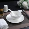 Restaurante de hotel de alta gama plato de cerámica blanco puro tazón plato de hueso juego de vajilla de mesa para club de hotel de tres o cuatro piezas