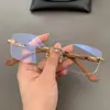 Gafas de Moda Retro Negocios Versátiles Unisex Sin Marco Perforadas Patas Gruesas para Graduación y Sin Graduación