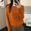 Cárdigan de punto de forro polar con diseño de oso miel, de cuello redondo, un solo botón, color liso, para mujer, perfecto para usar en capas en otoño, creando un efecto adelgazante y sirviendo como suéter o top de abrigo.