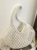 Bolso Tejido Hueco Hecho a Mano Vintage para Mujer, Nuevo para la Temporada Primavera 2026, Bolso de Playa con Borlas y Cuerda de Algodón