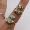 Anel de zircônia micro-cravado, anel aberto ajustável, banhado a ouro claro 14k, anel de urso fofo, acessórios de joalheria para as mãos 1