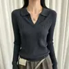 Suéter de Punto de Lana para Mujer con Cuello Polo 2026 Otoño/Invierno Nuevo Suéter Suave de Manga Larga Acanalado Prenda Base