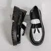 Zapatos de Cuero para Hombre Transfronterizos con Suelas de Plataforma Gruesa, Estilo Brogue, Mocasines con Borlas de Charol Británico, Modernos