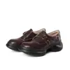 ¡En stock! Aumento de Altura de 5 cm~ Zapatos de Cuero con Punta Redonda, Hebilla y Suela Gruesa para Mujer, Mocasines Retro Estilo Británico