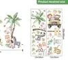 Pegatina de Pared de Animales de la Selva en Acuarela Vehículo Todoterreno Pegatina de Pared Autoadhesiva Plantas Tropicales Pegatina Decorativa para Pared de Sala de Estar Dormitorio
