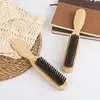 Escova de Limpeza para Cabelo de Barba Masculina Pente para Barba Curta Pente de Cerdas de Javali Escova de Cabelo de Bambu Ferramentas de Cabeleireiro Pente Massageador Cacheado