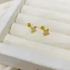Aço Titânio Transfronteiriço Europeu e Americano Moda Estiloso Estilo Simples Série de Padrões Pequenos Brincos de Aço Titânio Ouro Real 18K Brincos para Mulheres