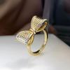 Rong Yu Fashion Xiu Li Micro Zircon Bow Ring Anel Invisível Anel Vivo Abertura Acessórios de Moda Coreana