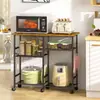 Carrito de Almacenamiento de Cocina Transfronterizo Estante de Almacenamiento Acero al Carbono con Ruedas Estante de Almacenamiento para Horno de Microondas Estante para Horno Engrosado