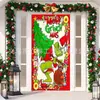 Cortina de Puerta Temática Navideña del Grinch Verde de Venta Caliente Transfronteriza Tela de Fondo Tela Colgante Decorativa Atrezo para Disparo