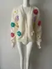 Cardigan de Punto para Mujer de Estilo Nuevo Otoño/Invierno Europeo y Americano, de Punto Jacquard Bordado Color Sólido de Botones Solos, Prendas de Abrigo