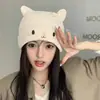 Nuevo Sombrero de Felpa con Orejas de Cuerno de Cordero para Protección Auditiva para Mujer Invierno Cálido Adelgazante Facial Sombrero de Lana de Piel Sintética de Visón Lindo Dulce