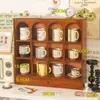 Caja de almacenamiento de madera maciza con arco dividido sala de estar juego de té organizador escritorio de oficina taza taza de té estante de almacenamiento con cajón