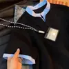Camiseta falsa de duas peças com decote em V Henry para homens, estilo verão com um visual legal e estiloso, camisa polo de manga curta, retalhos estilo americano, meia-manga para casais